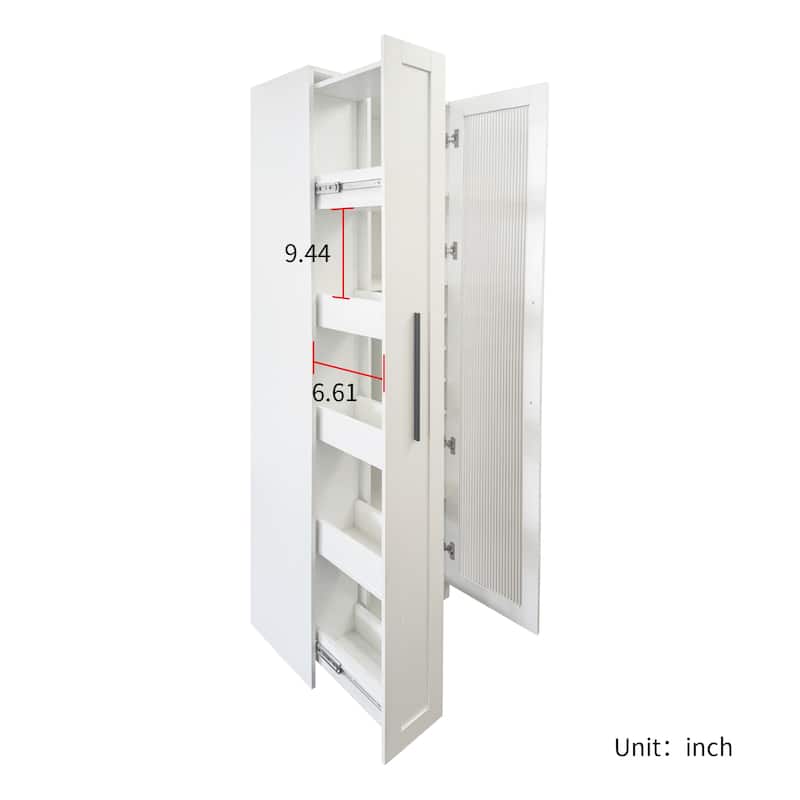 Kitchen pantry cabinet with multi-functional pull-out multi-tier storage shelf,Farmhouse Storage Cabinet with glass Doors