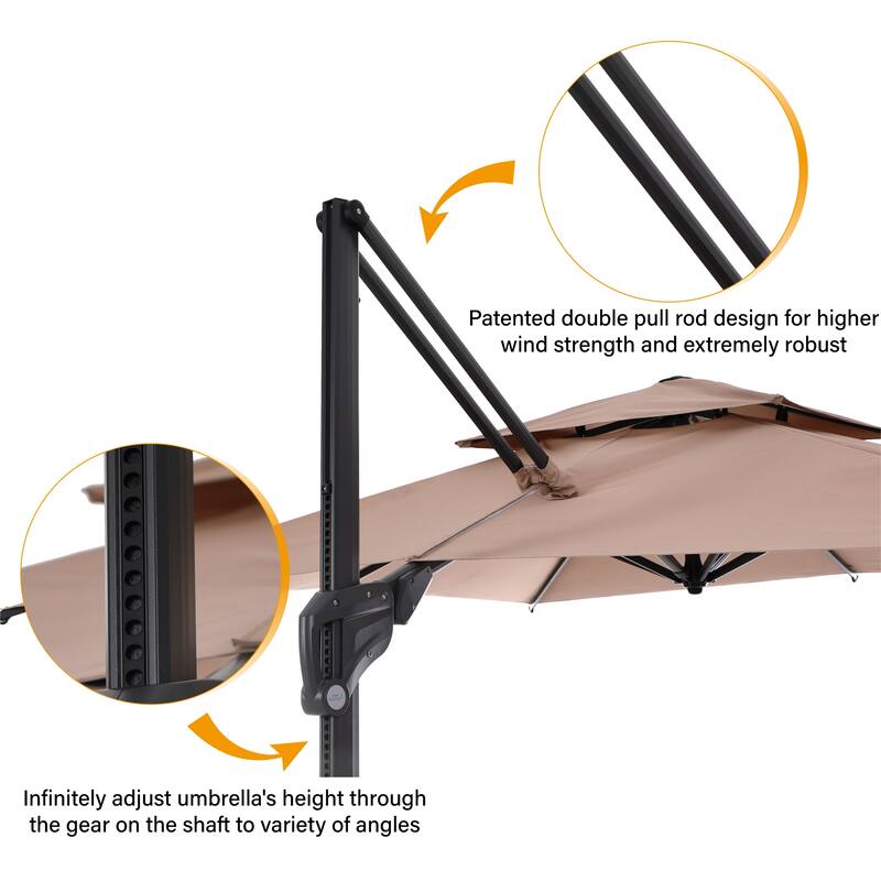 10-foot Aluminum Offset Cantilever Umbrella with 360-degree Rotation