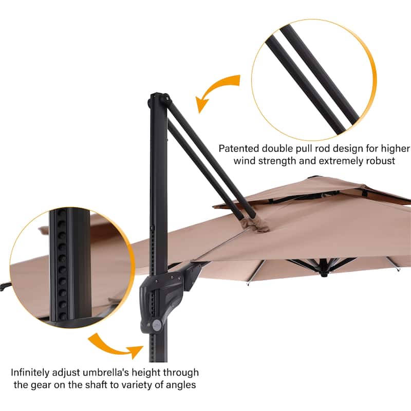 MAISON ARTS 10FT Patio Cantilever Offset Umbrella with 360-degree Rotation Aluminum Umbrella with Weighted Base