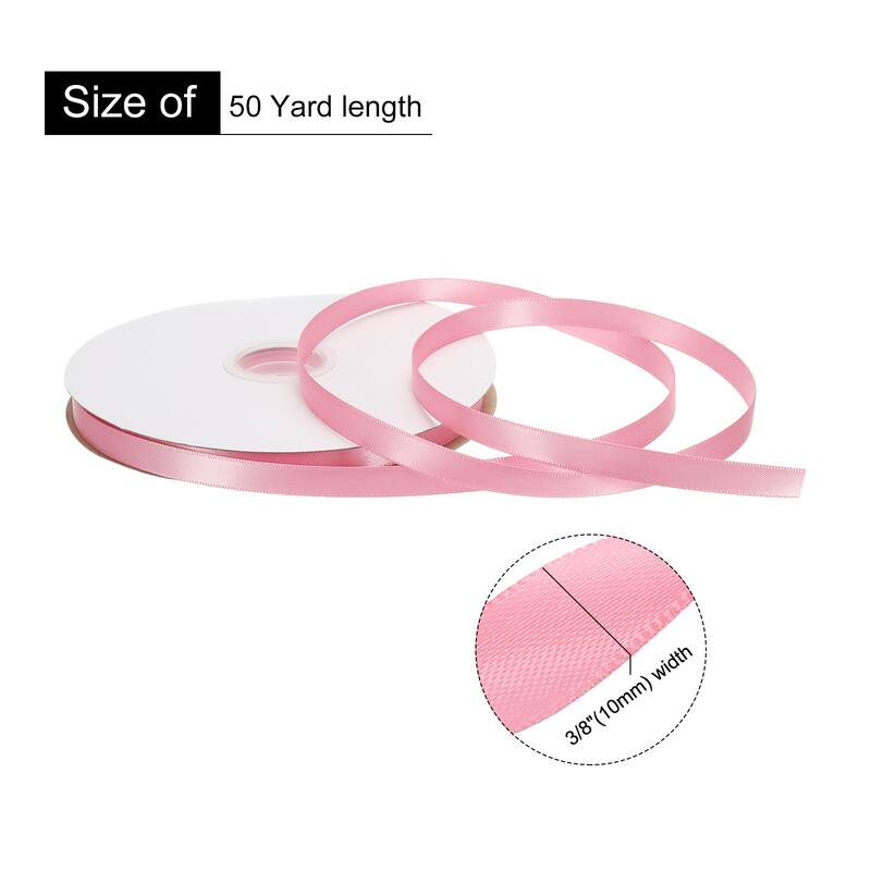 Double Faced Solid Satin Ribbon Polyester Fabric Roll for Gift Party - Light Pink - 3/8" x 50 Yard