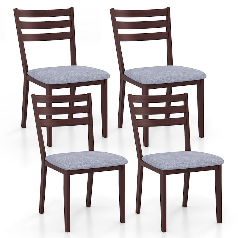 Gymax Upholstered Dining Chair Set of 4 Armless Cushioned Seat Hollow - Gray, Cappuccino - Set of 4