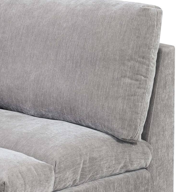 Luna 33 Inch Modular 1 Arm Corner Chair, Triple Plush Cushioned Seat, Gray