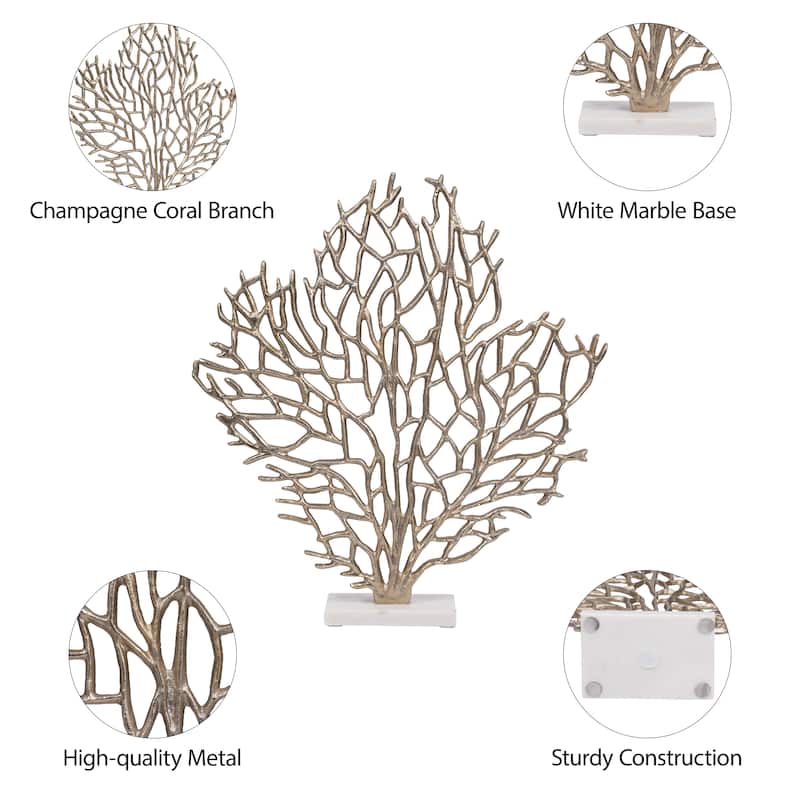 Sagebrook Home Coastal 21" Gold Coral Branch Sculpture - 19" x 4" x 21"