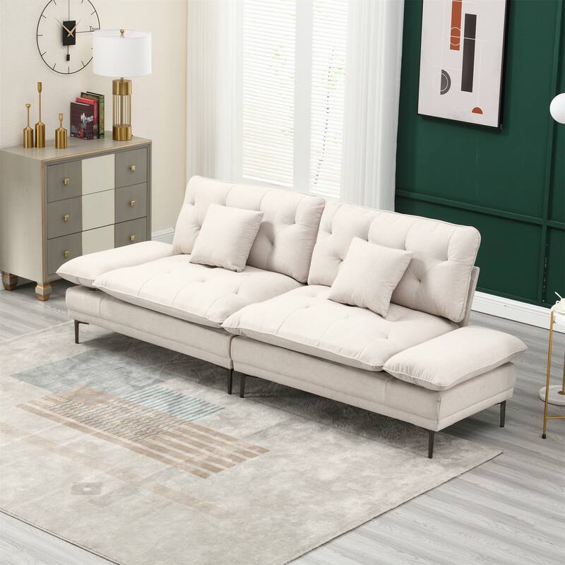 Velvet Sleeper Sofa with Wood Frame and Metal Feet
