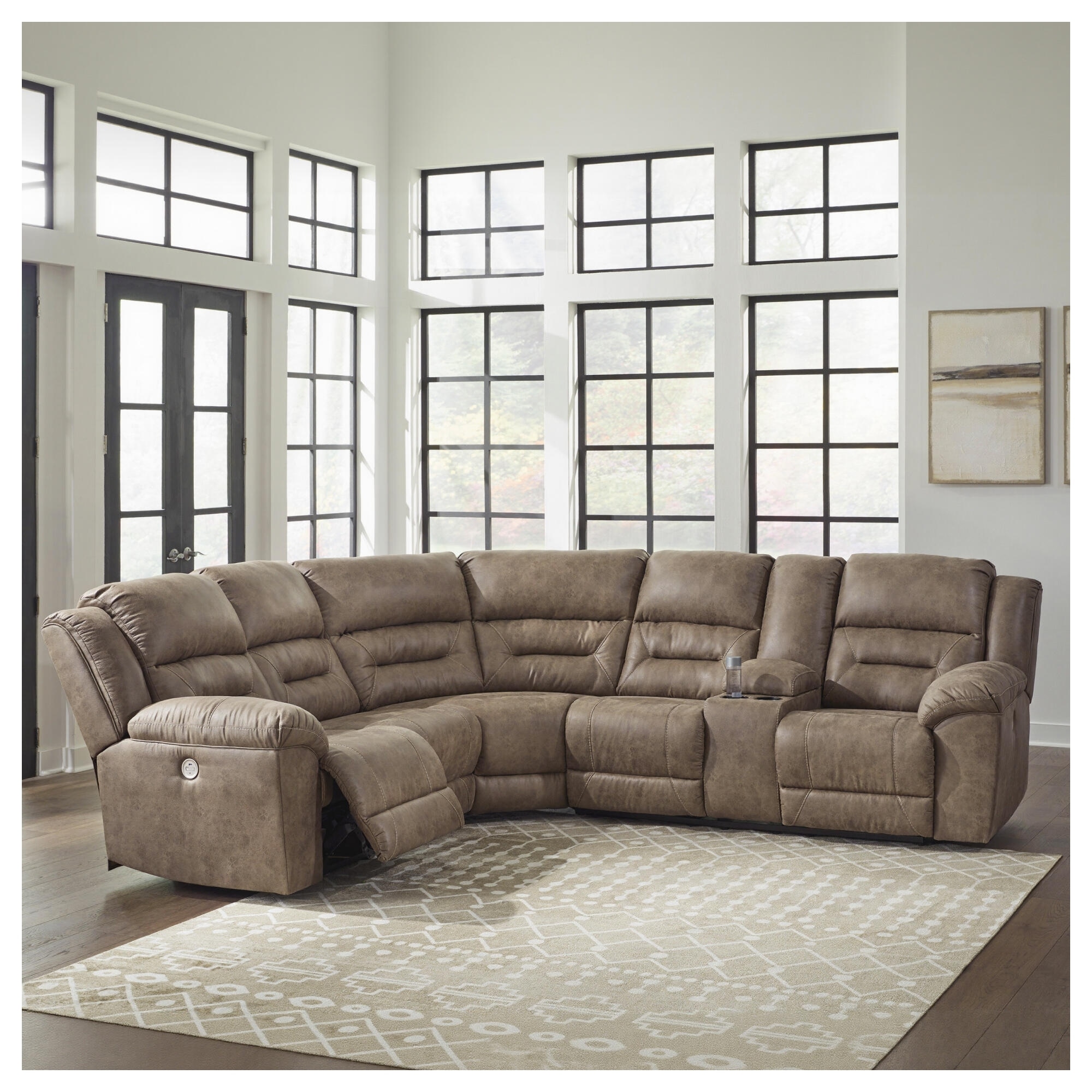 Signature Design by Ashley Ravenel Brown 3-Piece Power Reclining Sectional - 106" W x 93" D x 43" H