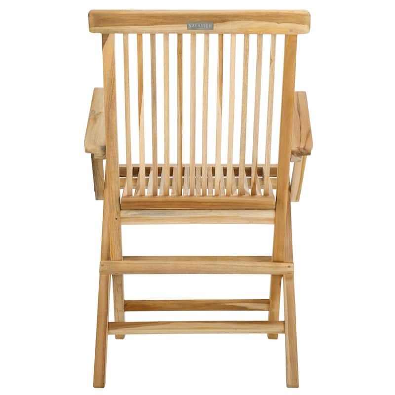 SAFAVIEH Outdoor Patio Furniture Marcus Solid Teak Wood Folding Arm Chair (Set of 2) - 22"W x 23"D x 35"H