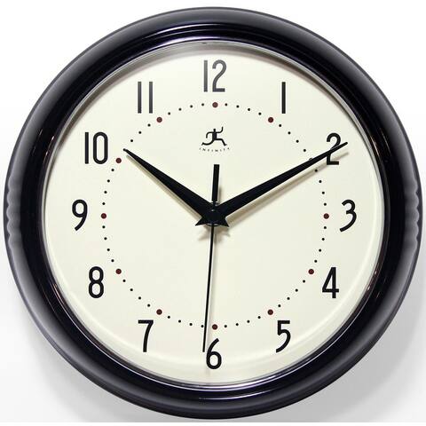Round Retro Kitchen Wall Clock by Infinity Instruments - 9.5 x 3.25 x 9.5