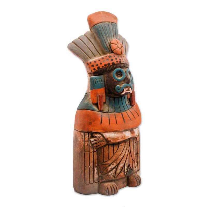 Novica Handmade Mighty Tlaloc Ceramic Sculpture