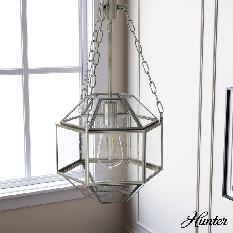 Hunter 11" Indria 1-Light Pendant - Kitchen Island, Dining Room, Entry - Industrial, Contemporary, Geometric - Brushed Nickel