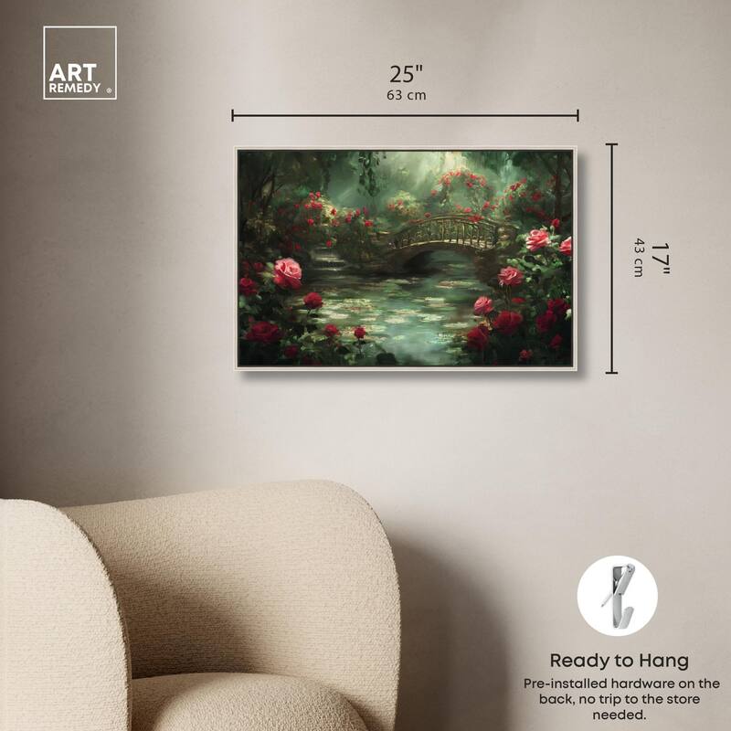 Rose Garden Bridge Canvas by Art Remedy