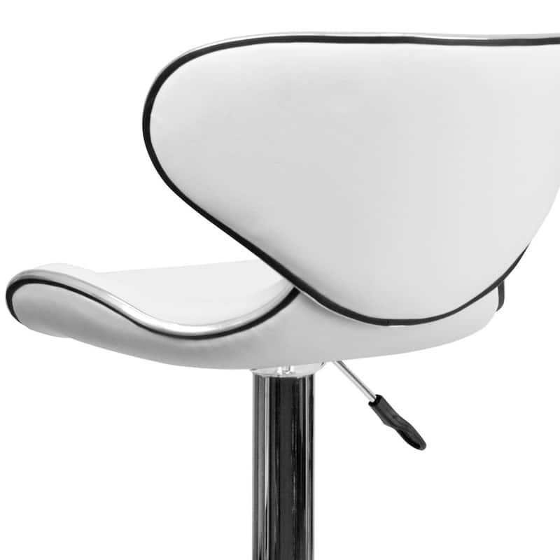 Contemporary Cozy Mid-back Vinyl Height-adjustable Chrome Barstool - 16"W x 17.5"D x 34.5" - 43"H