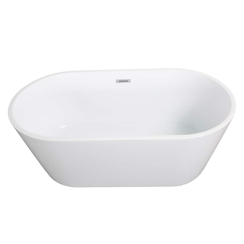 60"/63"/67" Acrylic Freestanding Soaking Bathtub in White with Drain