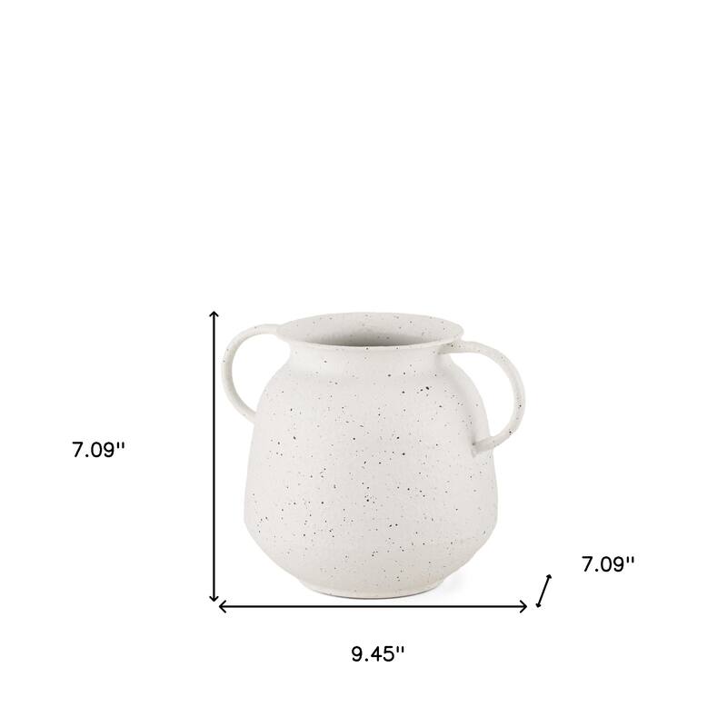 7" White Speckle Metal Amphora Table Vase - 9.45
