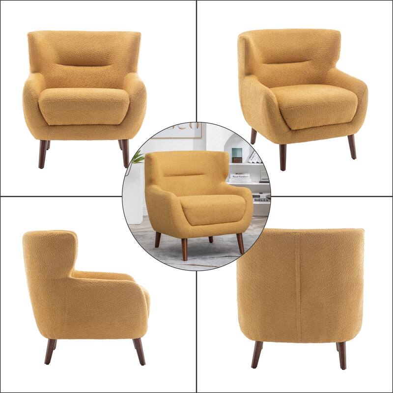 XINMICS Tufted Accent Chair, Wingback Upholstered Armchair for Living Room, Bedroom, Set of 2