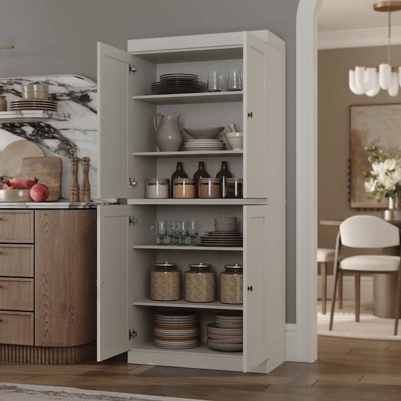 Palace Imports 100% Solid Wood Pantry Cabinet, Shaker Doors, Adjustable Shelves, 32" Wide, 71.5" Tall