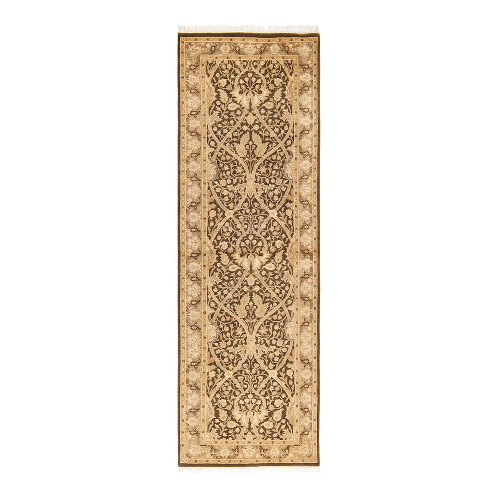 Overton Hand Knotted Wool Traditional Oriental Brown Runner