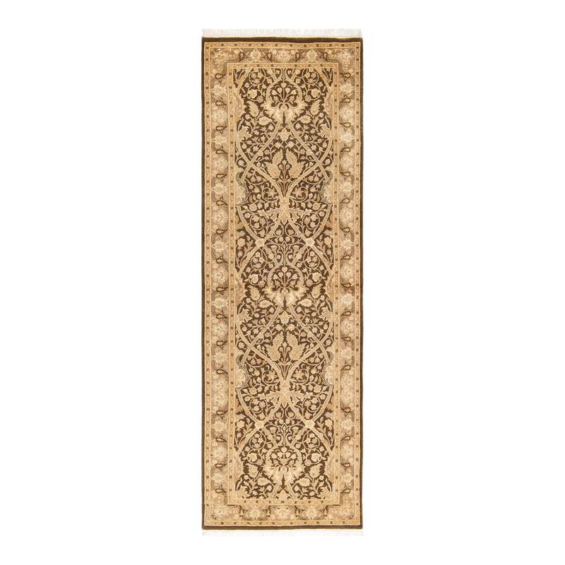 Overton Hand Knotted Wool Traditional Oriental Brown Runner - Walnut - Runner