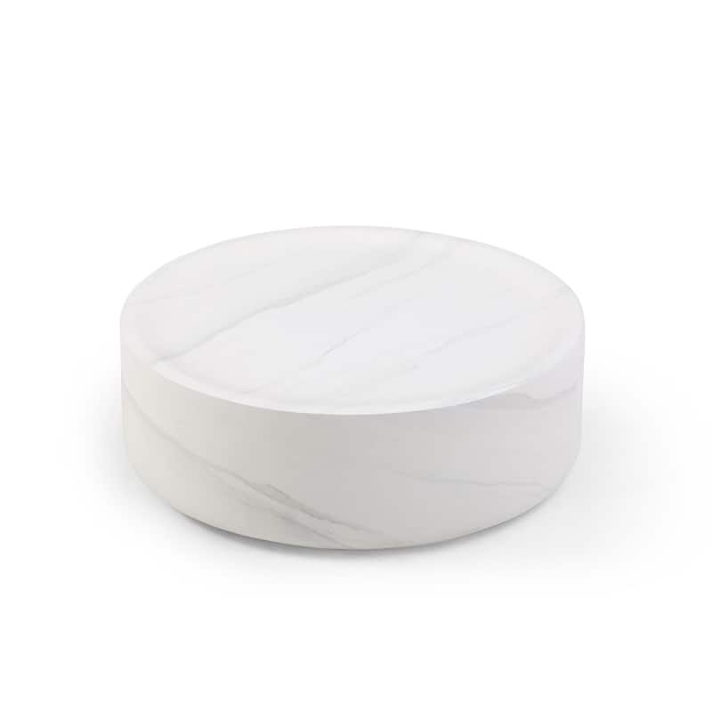 31.49" Sturdy Fiberglass Round Coffee Table with Large Storage