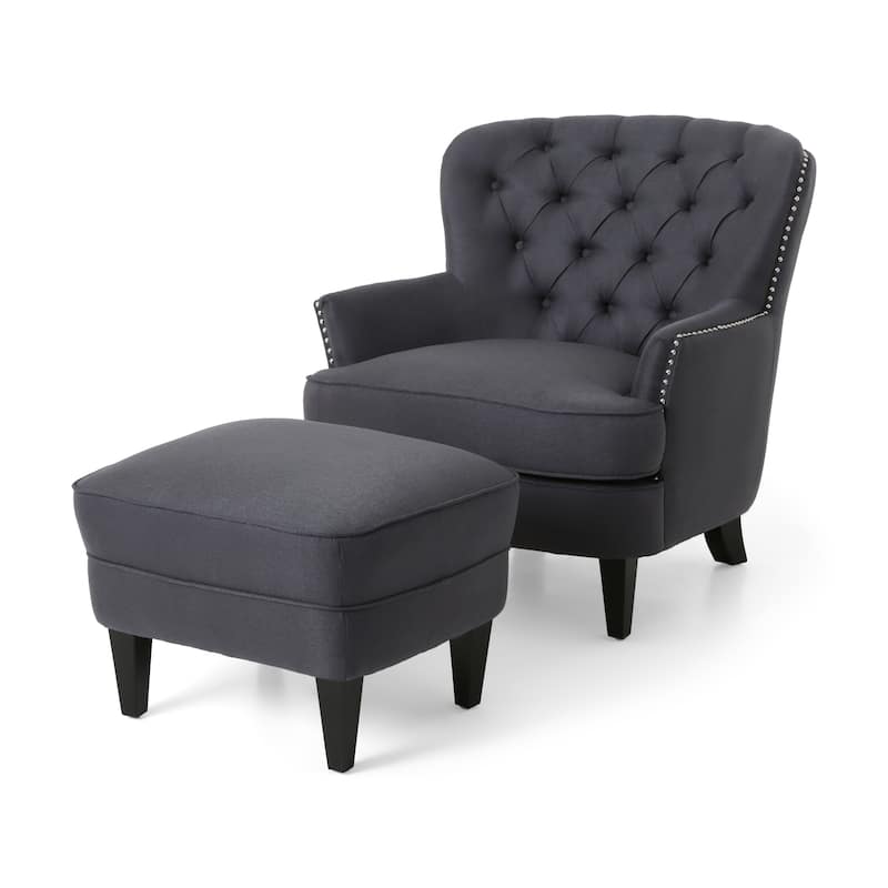 Grey 33" Upholstered Ottoman Club Chair