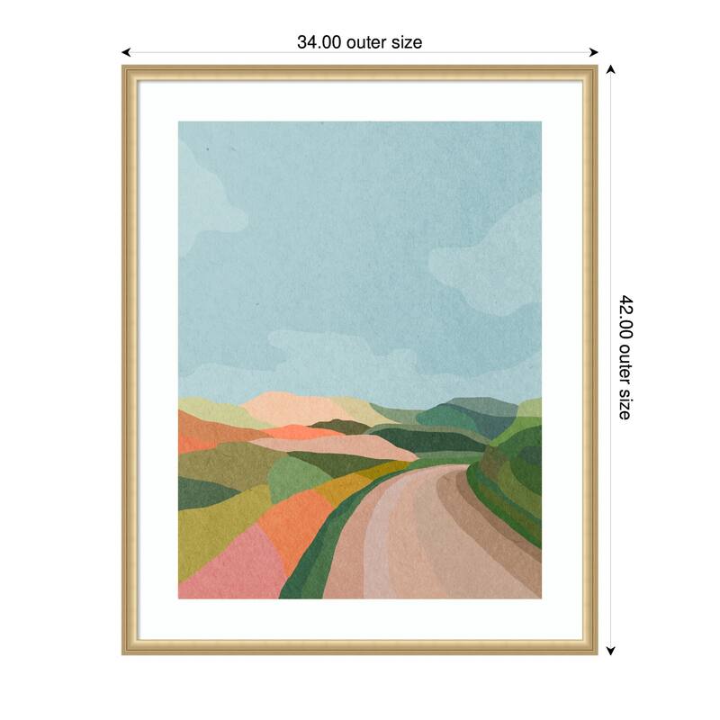 Kate and Laurel Framed Art Beautiful Landscape with Road by July Art Prints