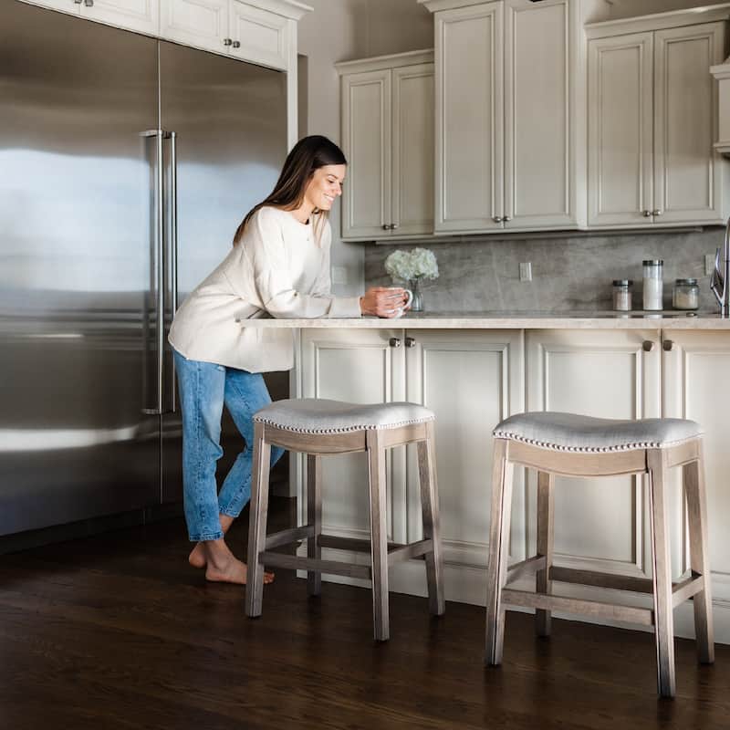 Maven Lane 26" Adrien Saddle Kitchen Counter Height Stool