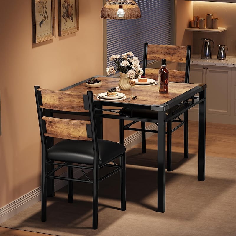 3-Piece Modern Space-Saving Dining Table Set for Small Space, Dining Room, Apartment