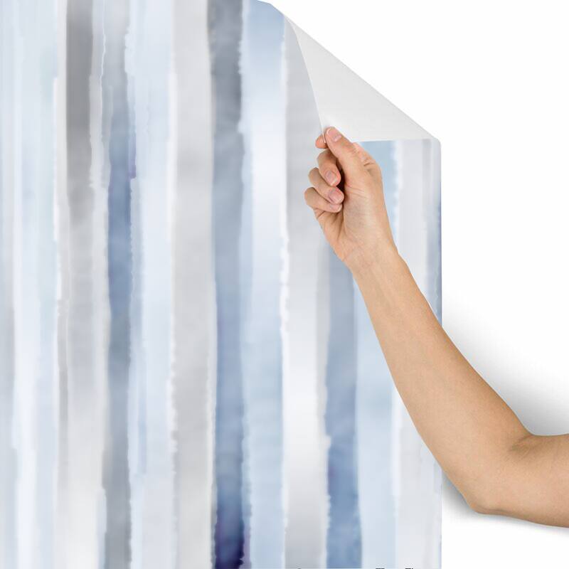 Baby Blue Watercolor Strips Removable Wallpaper - 10'ft H x 24''inch W