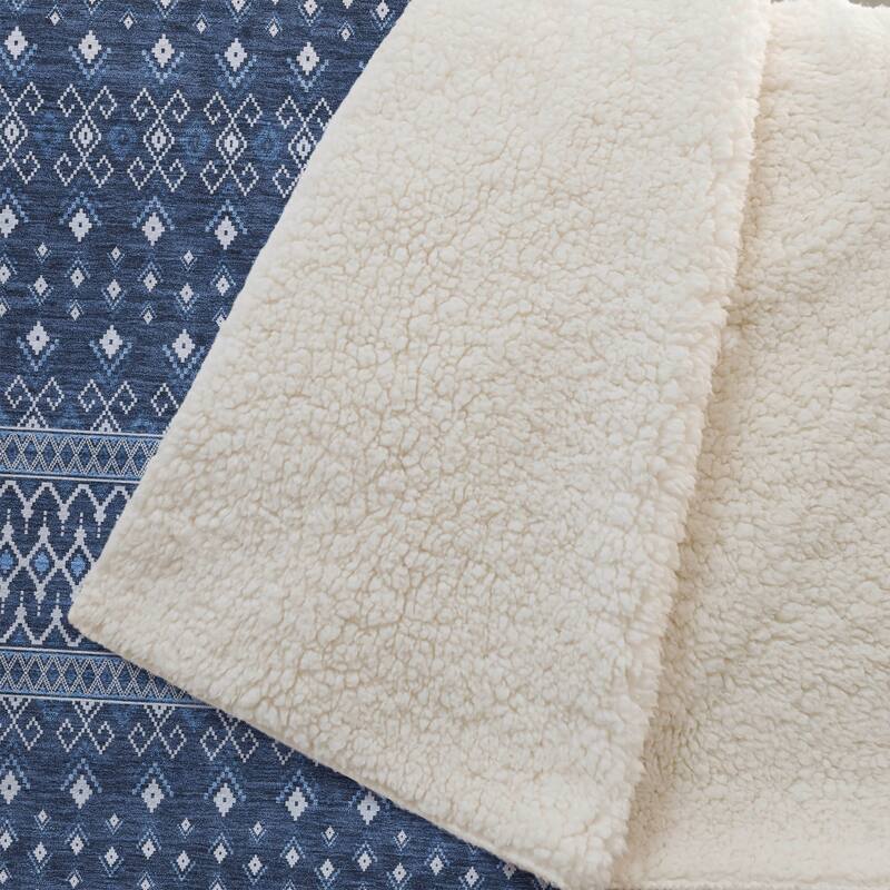 Premium Machine Washable Boho Moroccan Sherpa Throw Blanket