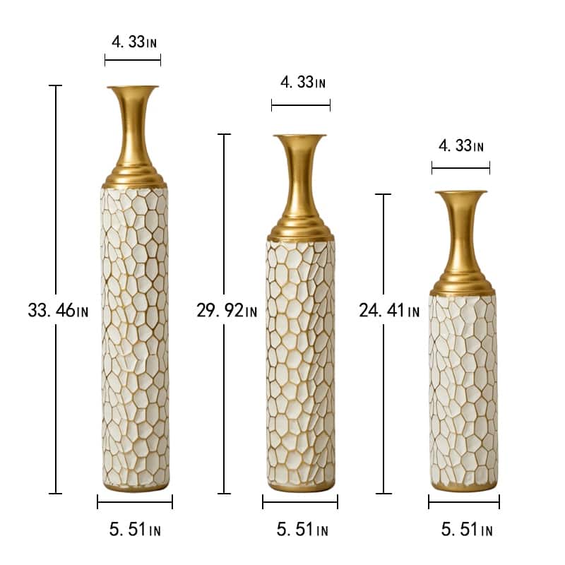 Metal Vase Set of 3, Tall Standing Floor Vases Home Décor Vase
