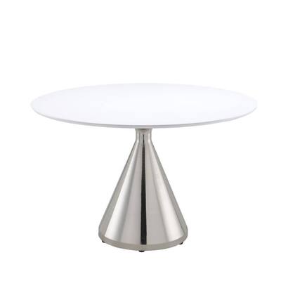 Dining Table with Glass Top and Pedestal Base, Silver