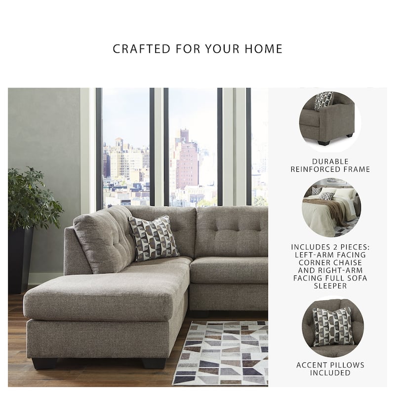 Signature Design by Ashley Mahoney 2-Piece Sleeper Sectional with Chaise - 105"W x 90"D x 37"H