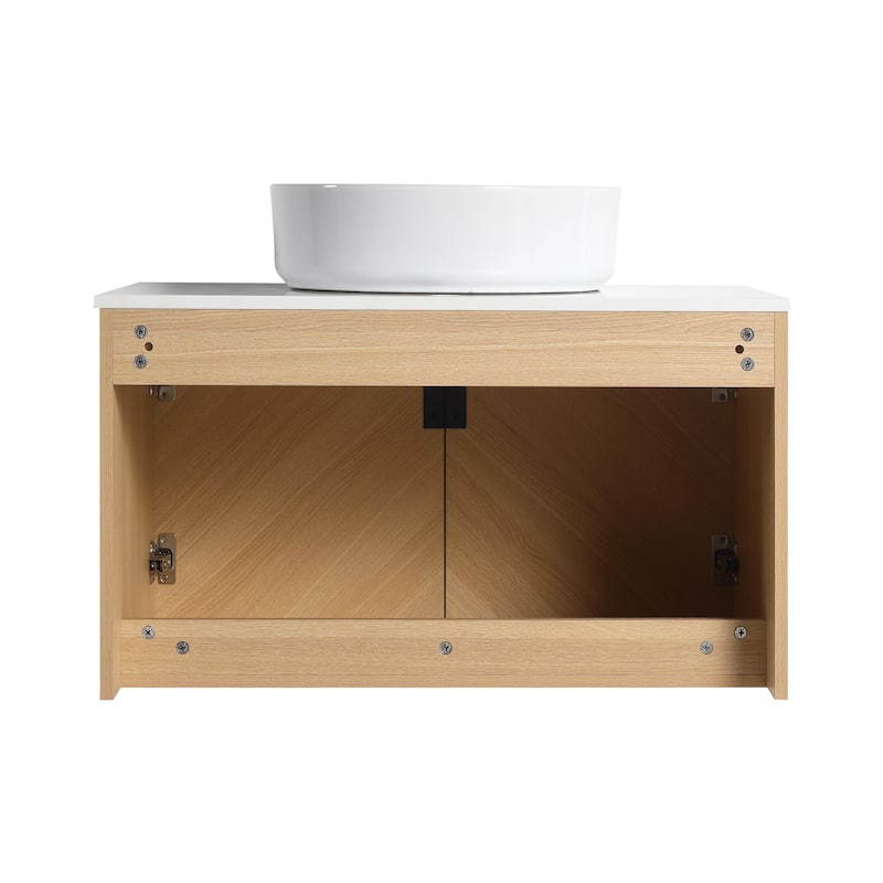 Malwee 30"/36" Floating Bathroom Vanity, Wall Mounted Bathroom Vanity with Ceramic Sink and Soft Close Door