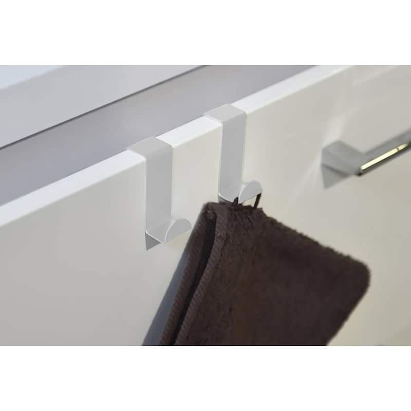 2 Stainless Steel Over the Door Hooks Space Saver Organizer 2 Pack