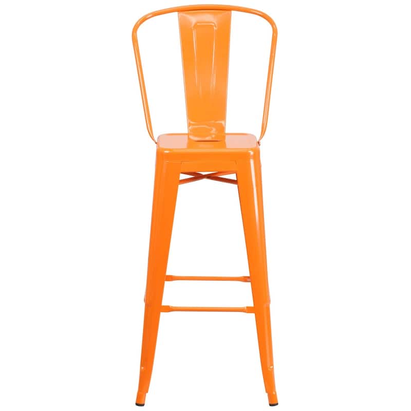 30'' High Metal Indoor-Outdoor Barstool with Back