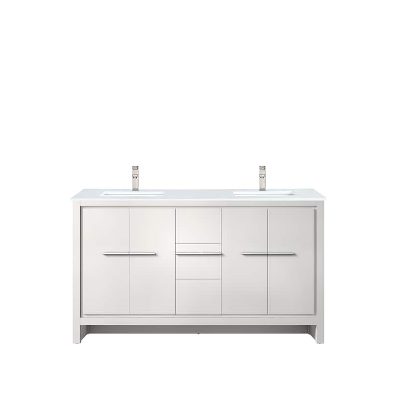Lafarre Bath Vanity Cultured Marble Top, Sink and Brushed Nickel Faucet