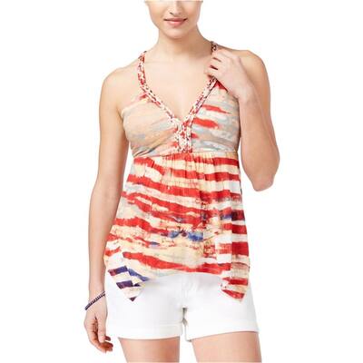 American Rag Womens Printed Handkerchief-Hem Tank Top