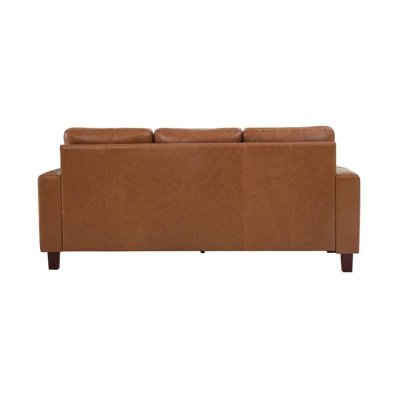 83.9" Genuine Leather Upholstered 3-Seater Sofa with Solid Wood Legs