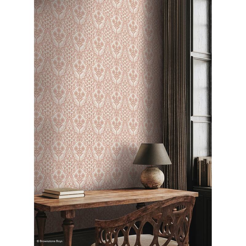NuWallpaper Brownstone Boys Brownstone Blooms Clay Peel and Stick Wallpaper - N/A
