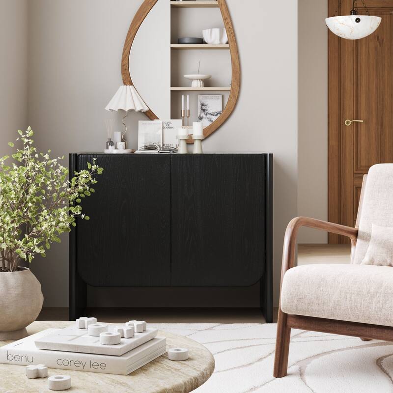 Jacala Mid Century Modern Entryway Storage Cabinet with Doors, Living Room Accent Cabinet with Wood Frame