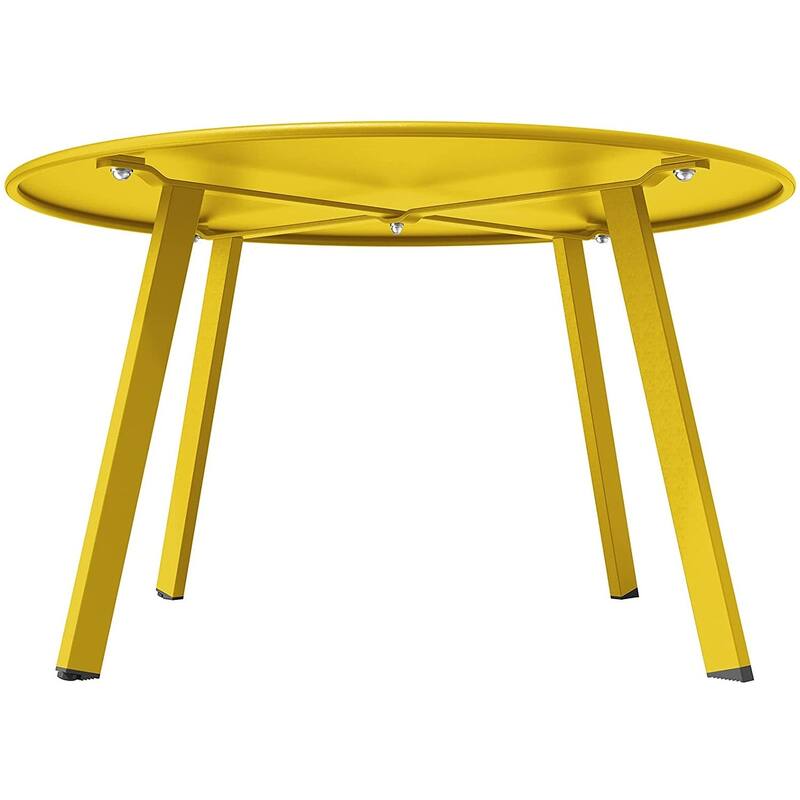Patio Round Steel Patio Coffee Table, Weather Resistant Outdoor Large Side Table