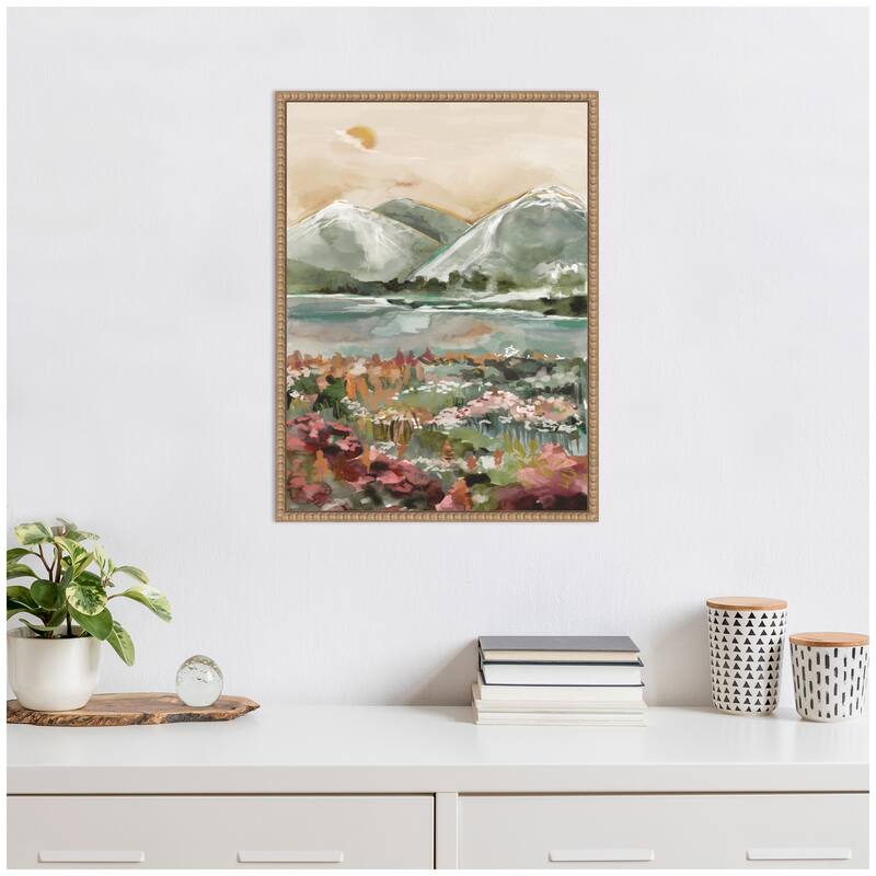 Kate and Laurel Sylvie Neutral Landscape 03 Framed Canvas by Annie Quigley