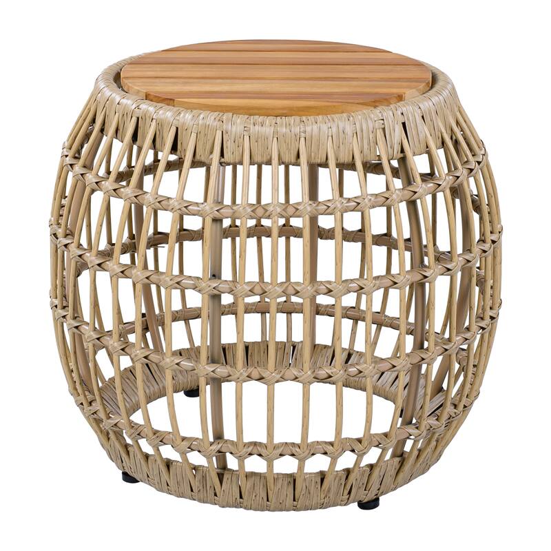 Christopher Knight Home Azariah Acacia Wood Wicker Side Table with Slatted Top