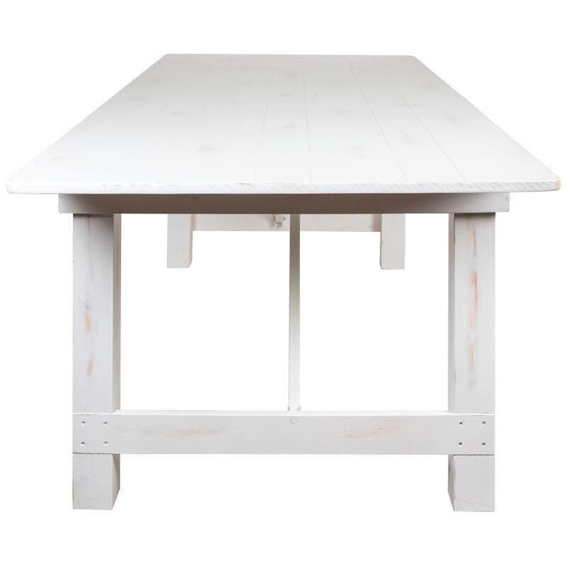 Solid Pine Folding Farm Table Set with 6 Benches