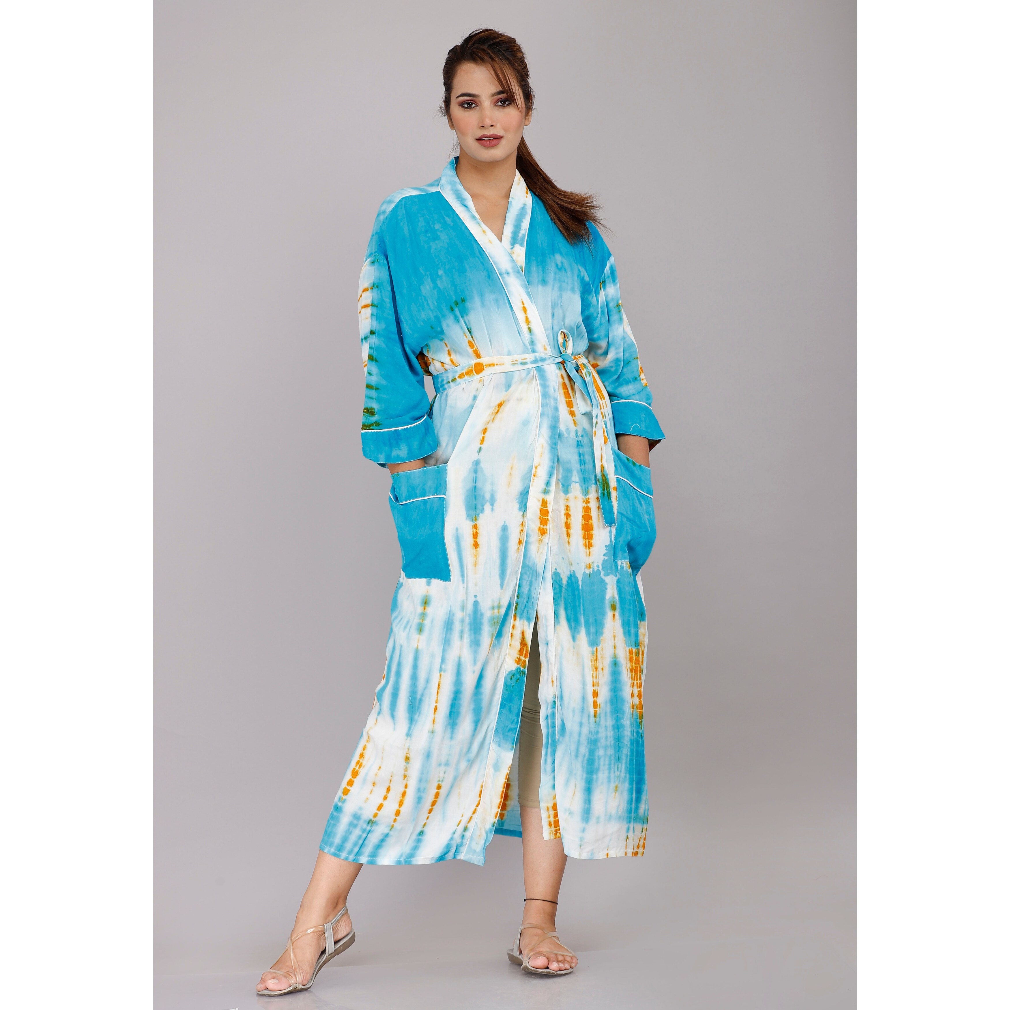 Cotton Star Mandala Printed Women's Weave Spa Kimono Robe Bathrobe Sleepwear