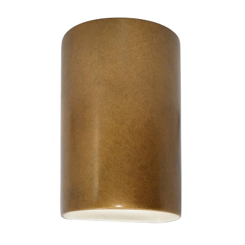 Justice Design Ambiance - Small ADA Cylinder Wall Sconce - Open Top & Bottom - Replaceable Bulb - Antique Gold