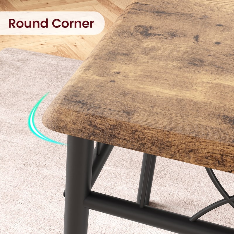 Dining Table and Upholstered Chairs Set 2, Metal Frame Compact Dining