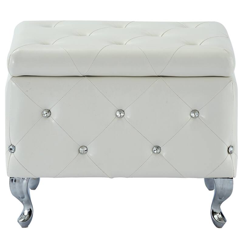 Monique-Velvet Storage Bench with Crystals