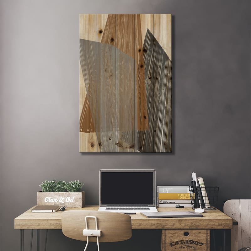 Triangle Stripes I Print On Wood by Jennifer Goldberger - Multi-Color
