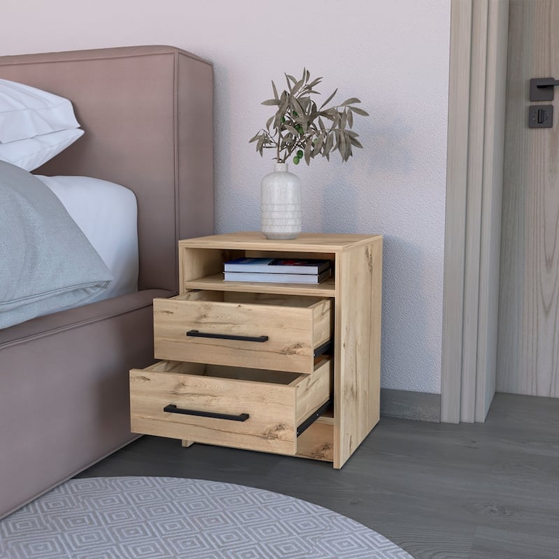 Nightstand Cartiz,Two Drawers，for Living Room,and Dining Room