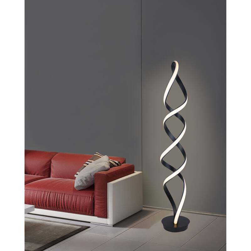 Infinito 78W Unique Modern LED Floor Lamp, 63", Matt Black - 63.00